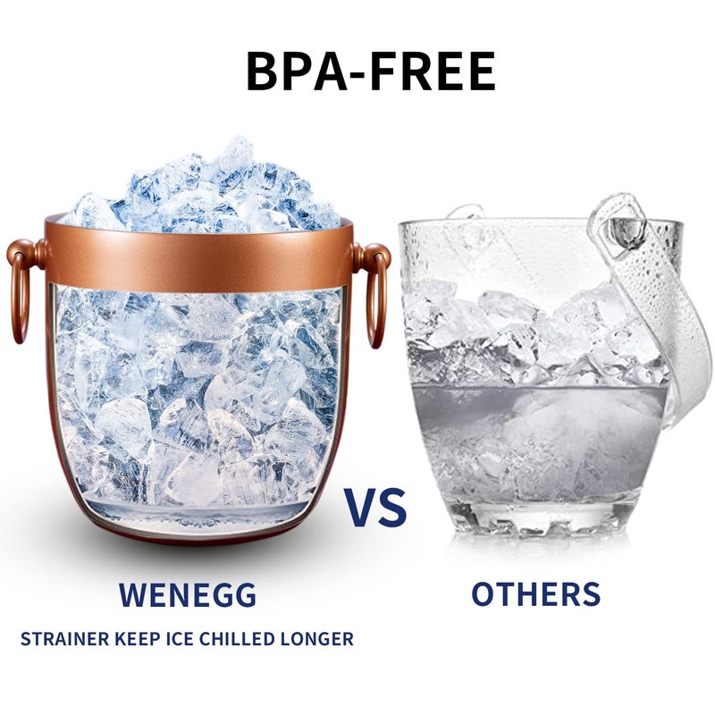 WENEGG Ice Bucket with Lid  Scoop  Tongs and Strainer - Well Made Insulated Stainless Steel Keep Ice Frozen Longer - Ideal for Cocktail Bar  Parties  Chilling Wine  Champagne - 3 Liter (Copper) - Image 4
